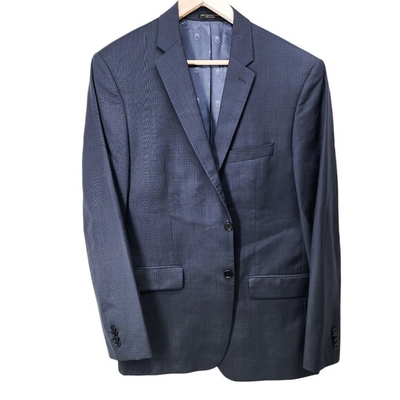 John Varvatos Men's 44R Wool Blazer Navy Check Notch Lapel & Two-Button‎ Closure - Picture 3 of 10